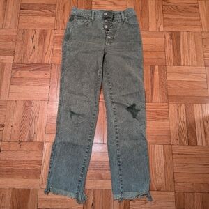 7 for All Mankind High waist cropped straight green jeans size 25